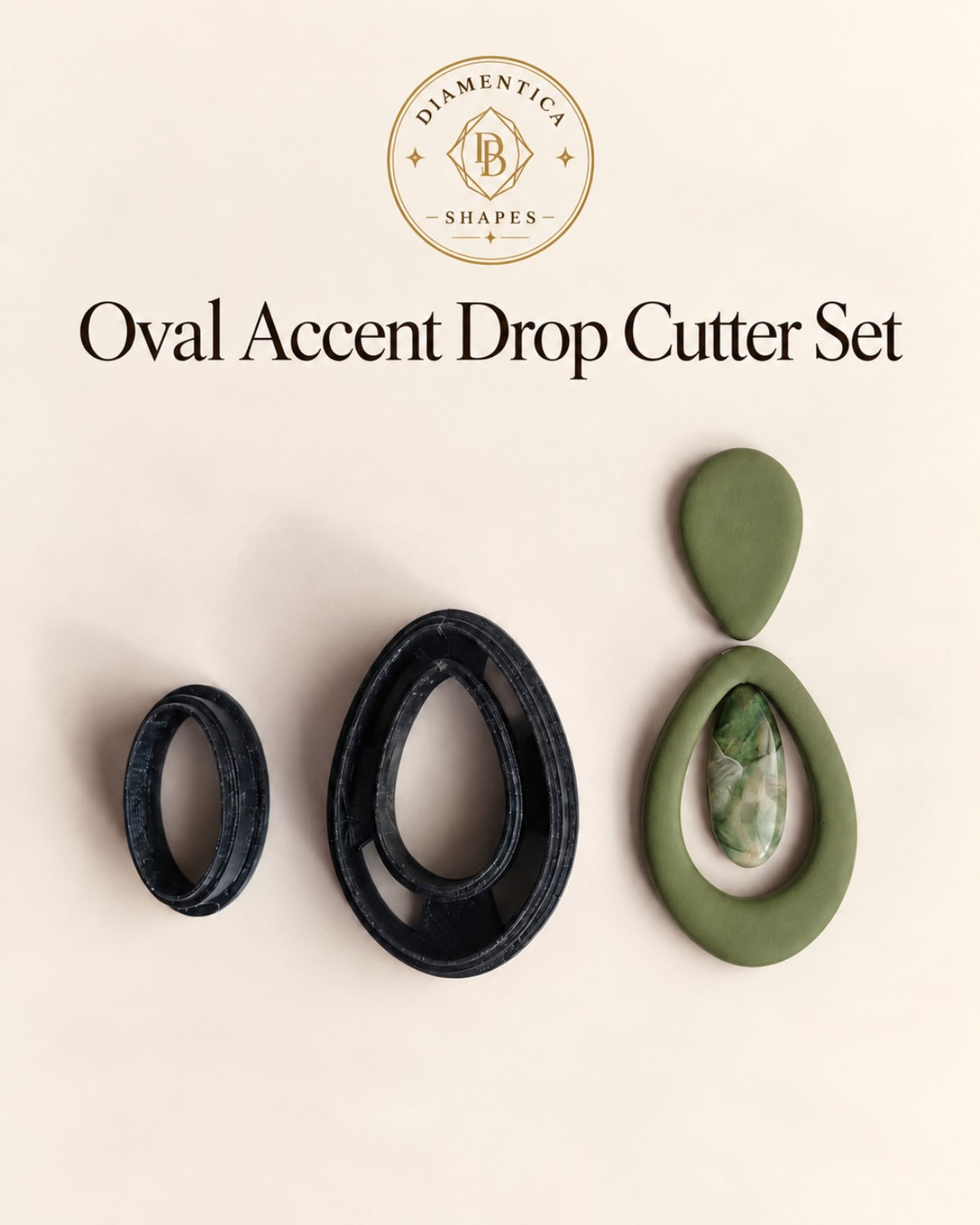 Oval Accent Drop Polymer Clay Cutter Set