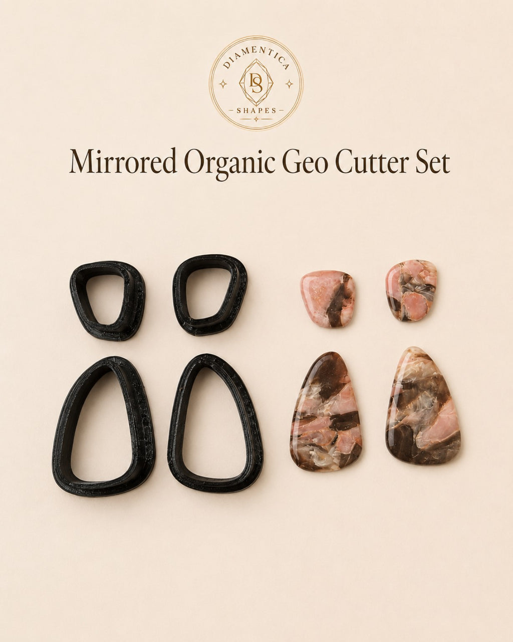 Mirrored Organic Geo Polymer Clay Cutter Set