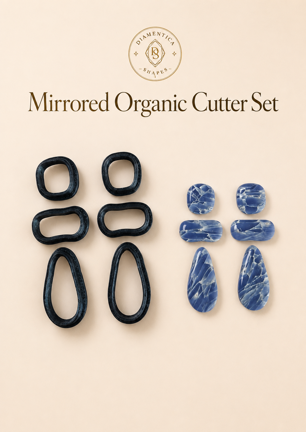 Mirrored Organic Polymer Clay Cutter Set