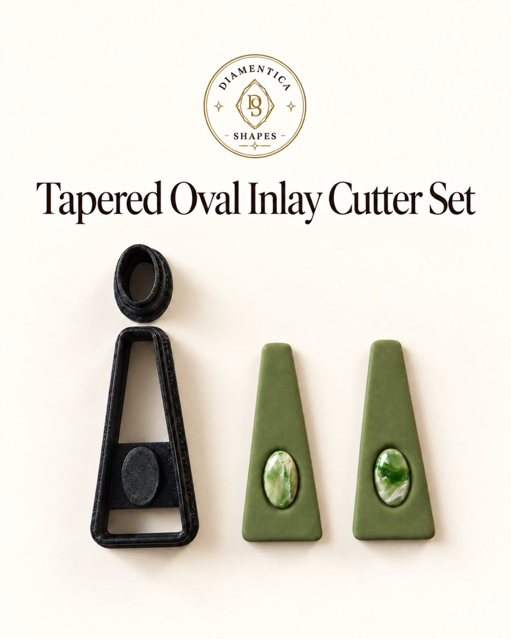 Tapered Oval Inlay Polymer Clay Cutter Set