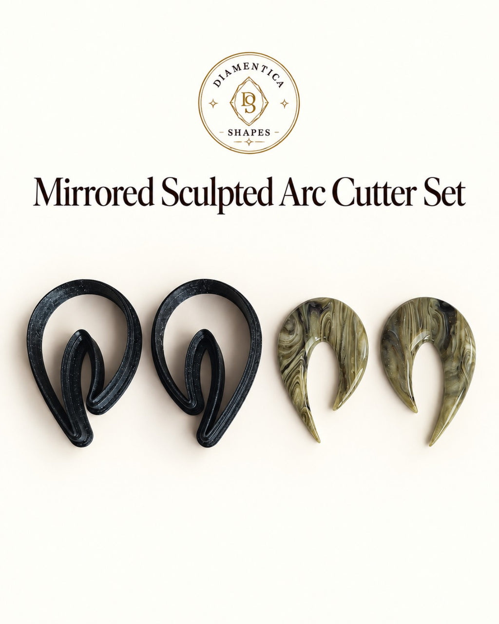 Mirrored Sculpted Arc Polymer Clay Cutter Set