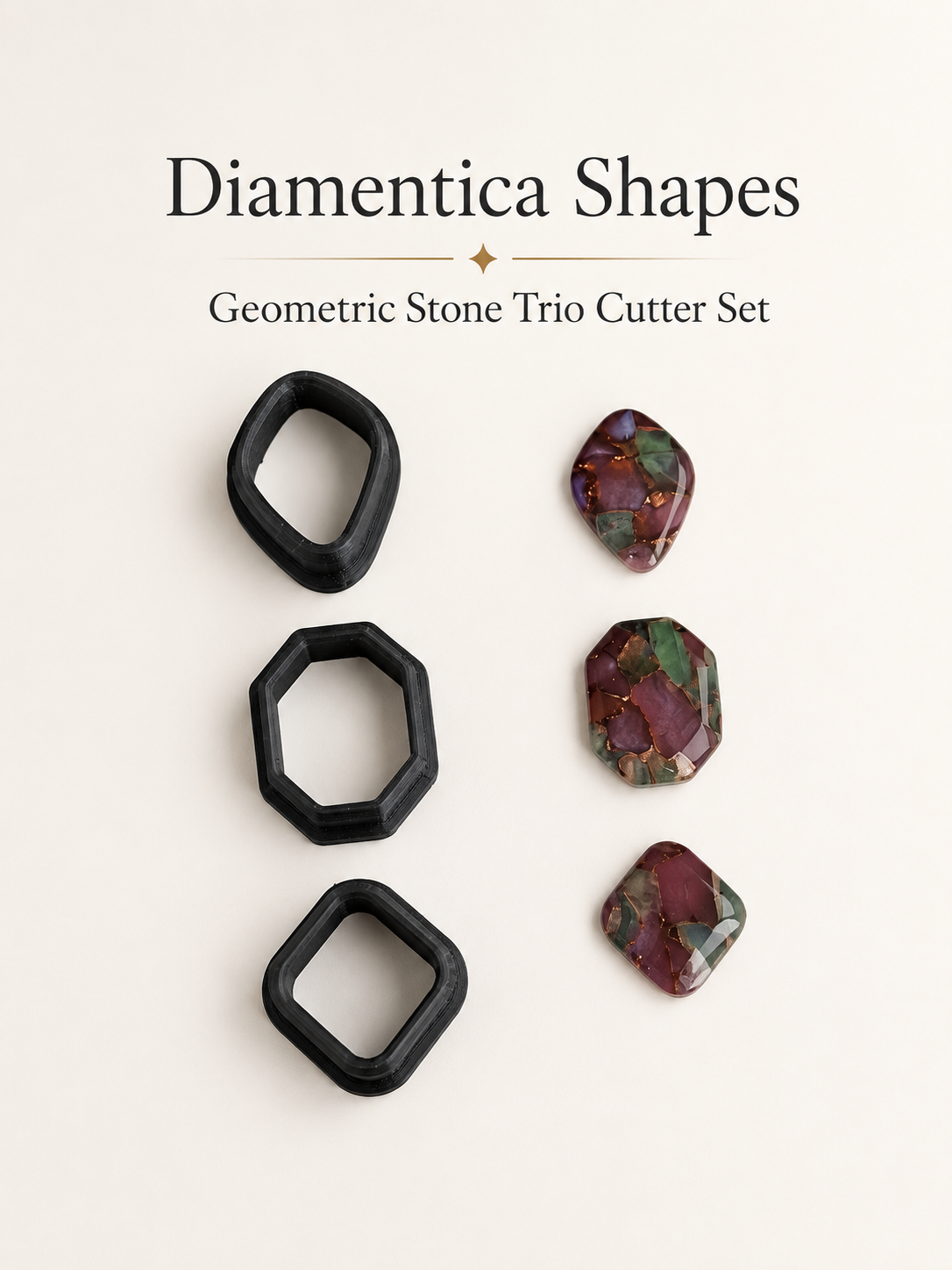 Geometric Stone Trio Polymer Clay Cutter Set