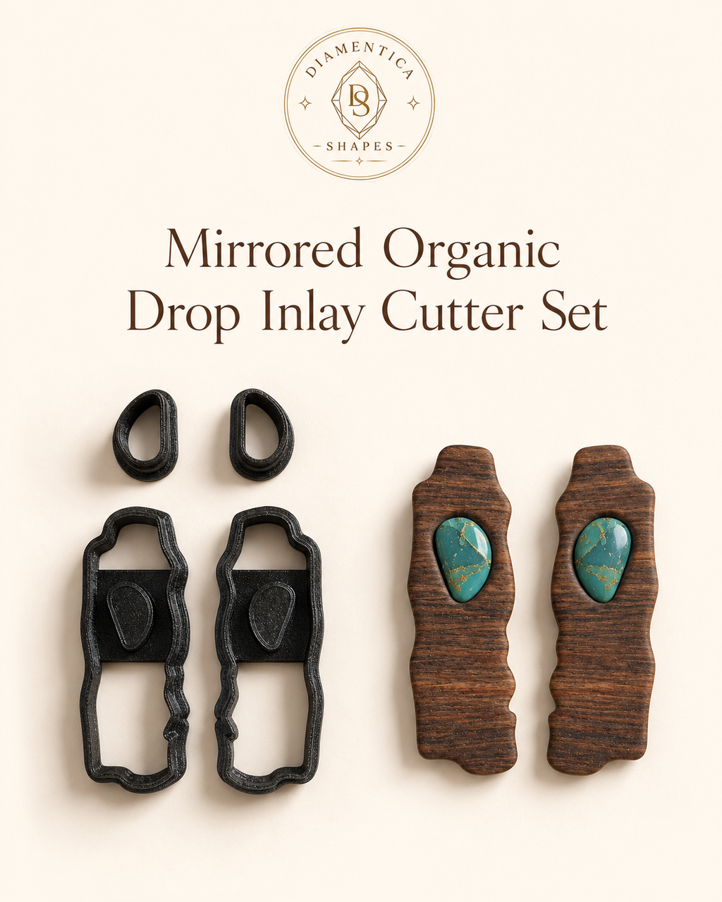 Mirrored Organic Drop Inlay Polymer Clay Cutter Set