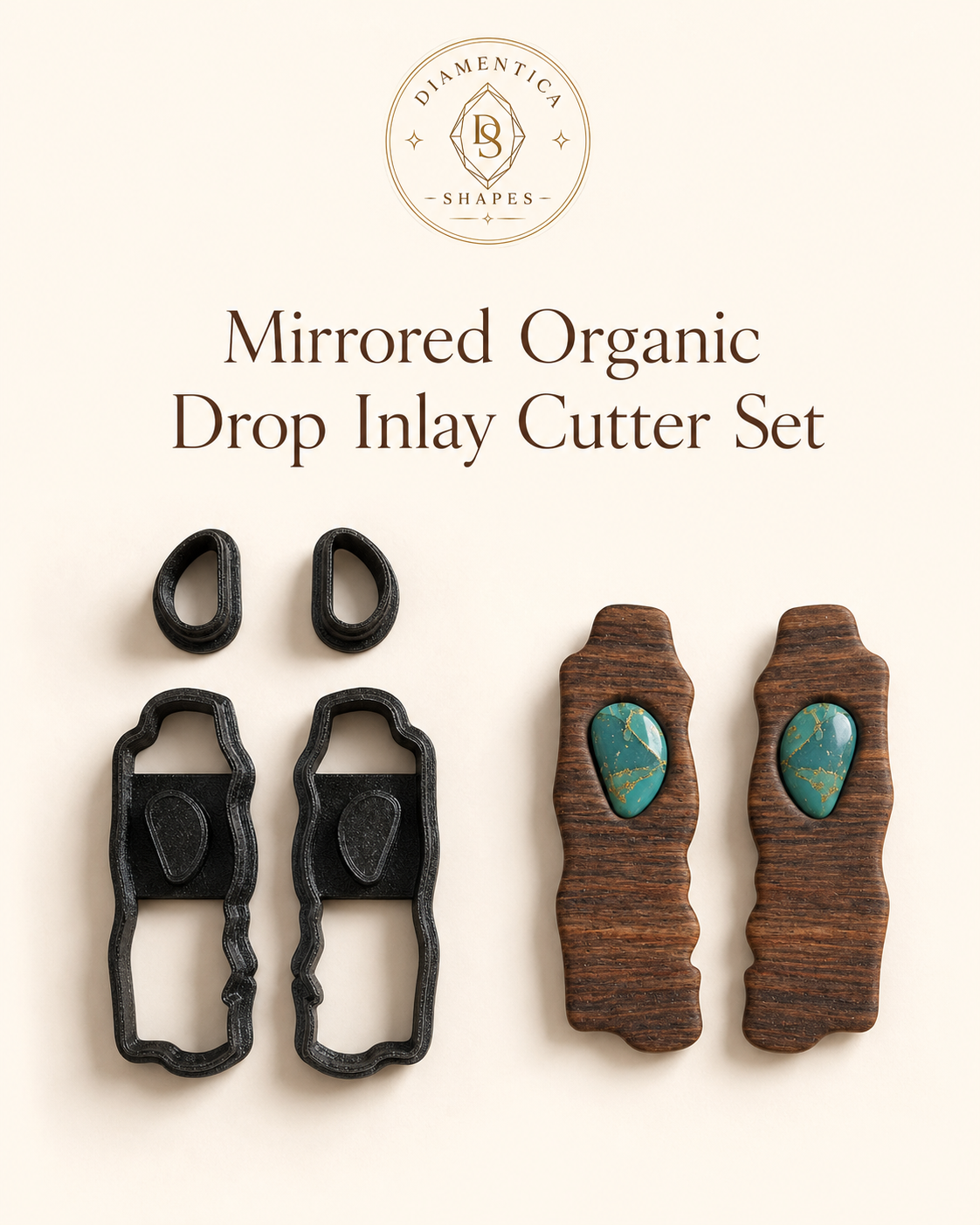 Mirrored Organic Drop Inlay Polymer Clay Cutter Set