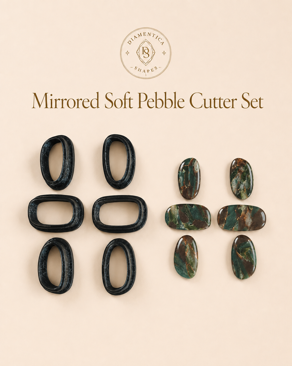 Mirrored Soft Pebble Polymer Clay Cutter Set