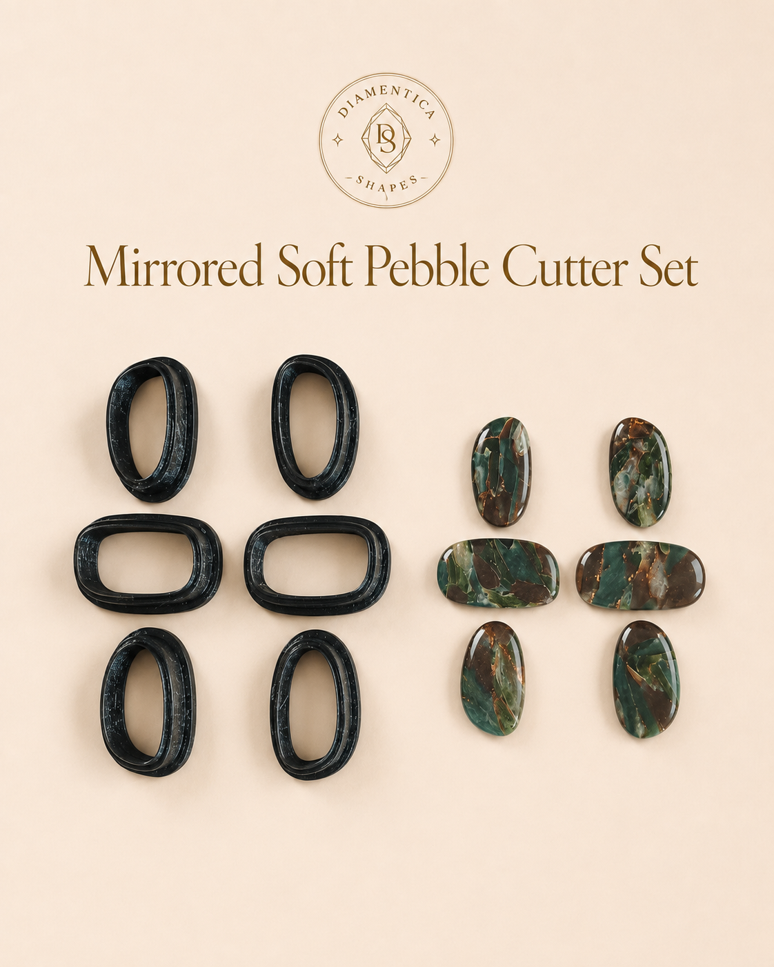 Mirrored Soft Pebble Polymer Clay Cutter Set