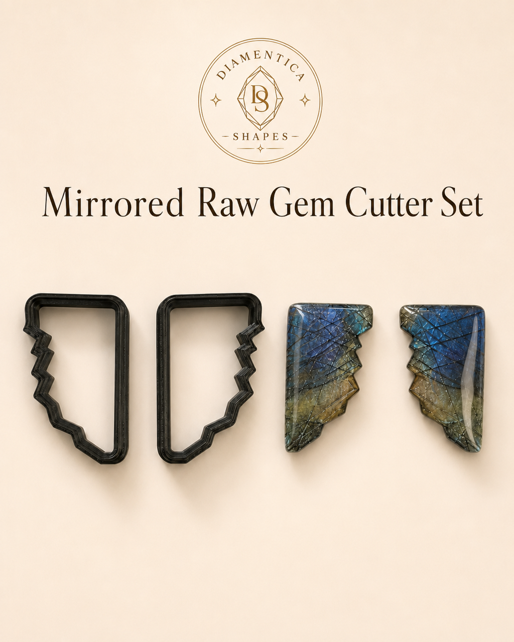Mirrored Raw Gem Polymer Clay Cutter Set