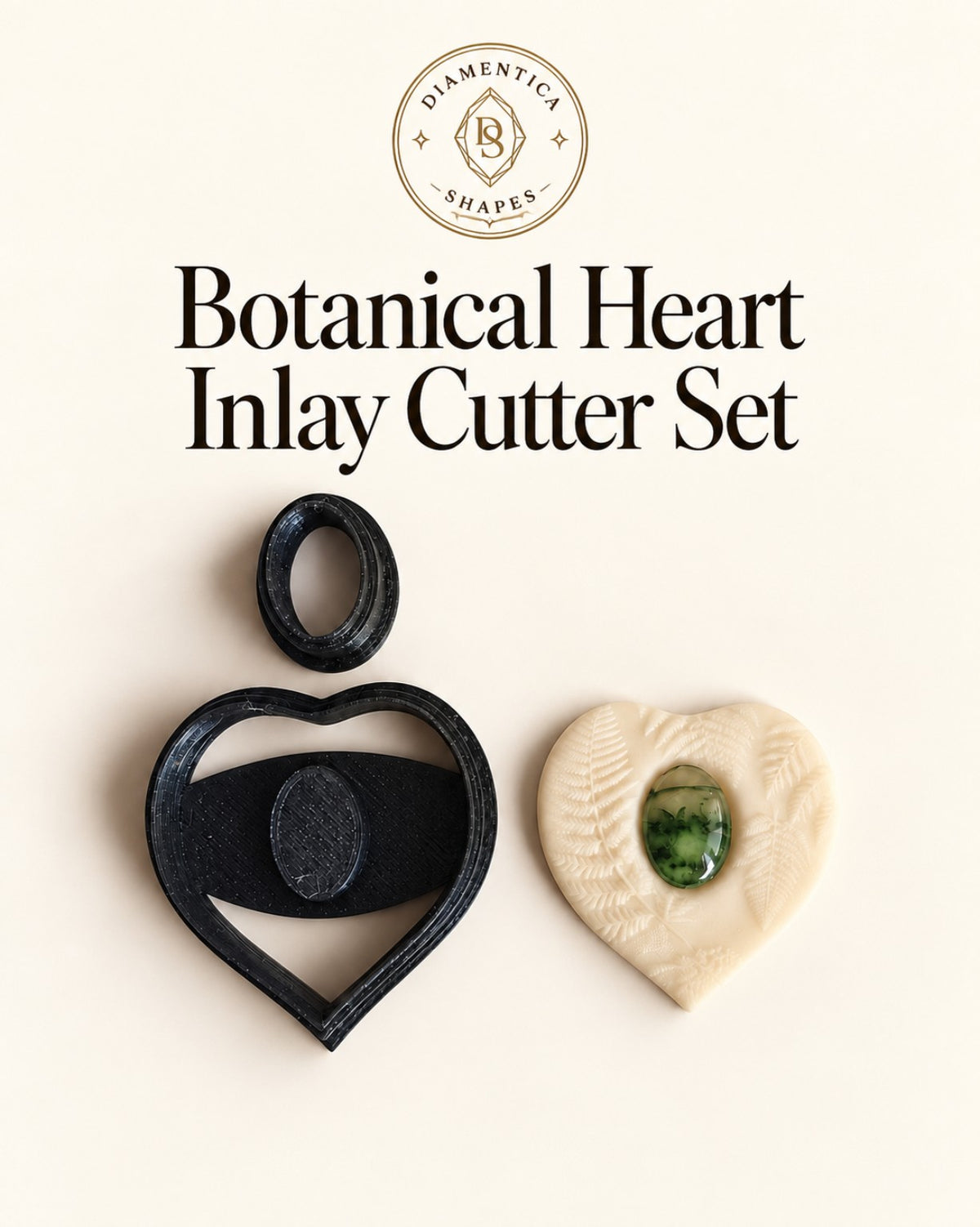 Botanical Heart Inlay Polymer Clay Cutter Set