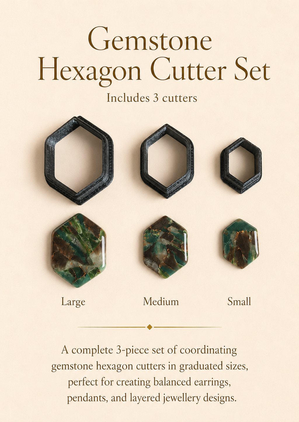 Gemstone Hexagon Polymer Clay Cutter Set