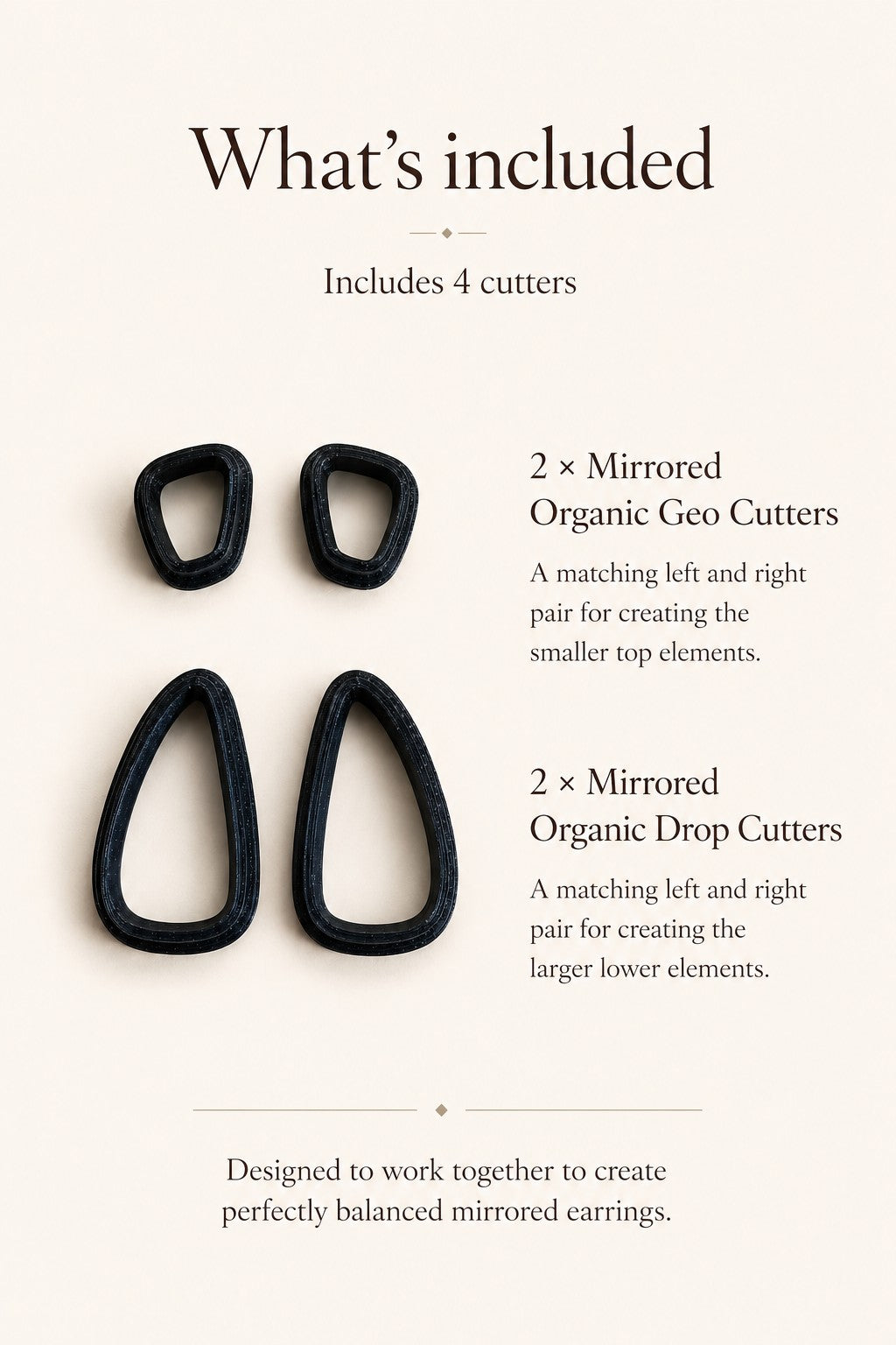 Mirrored Organic Geo Polymer Clay Cutter Set