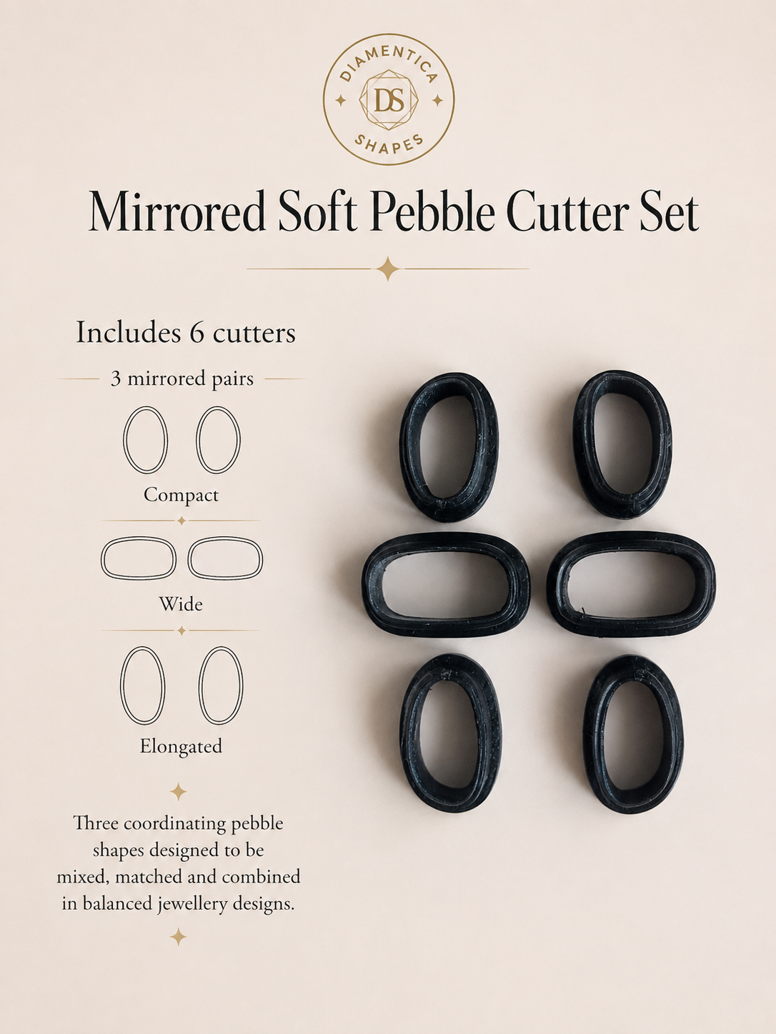 Mirrored Soft Pebble Polymer Clay Cutter Set