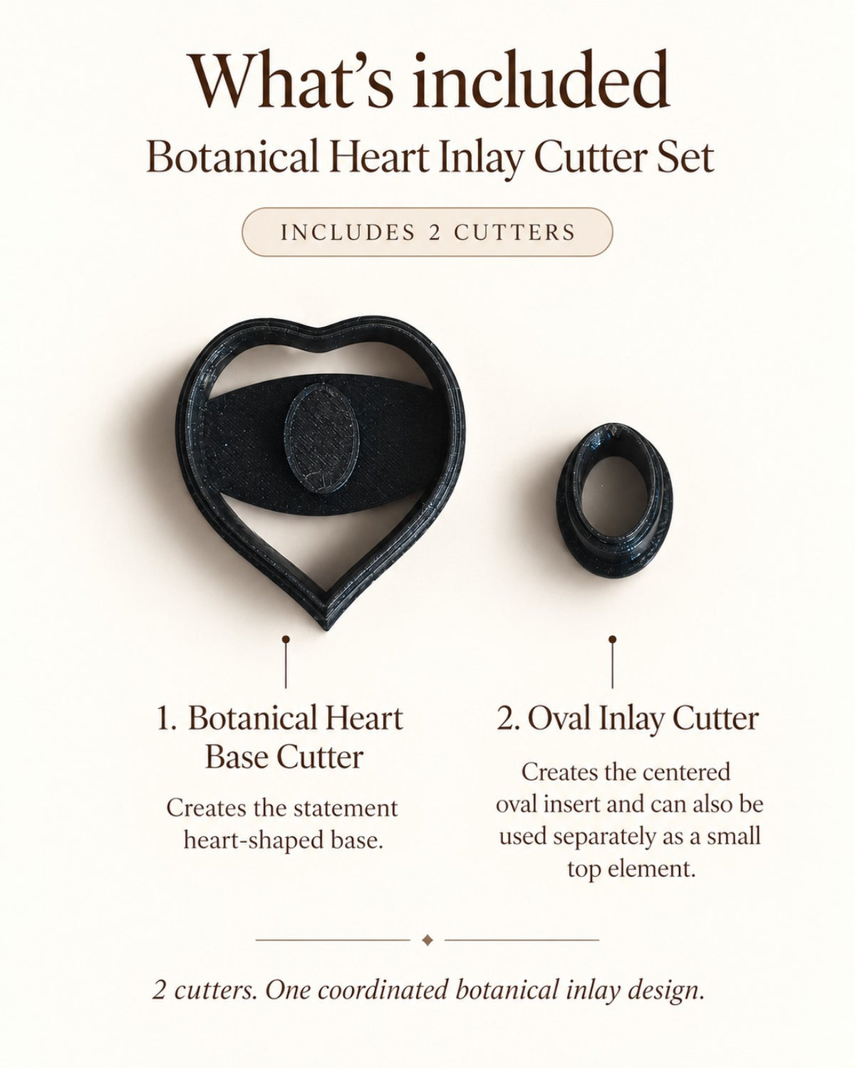 Botanical Heart Inlay Polymer Clay Cutter Set