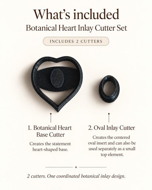 Botanical Heart Inlay Polymer Clay Cutter Set