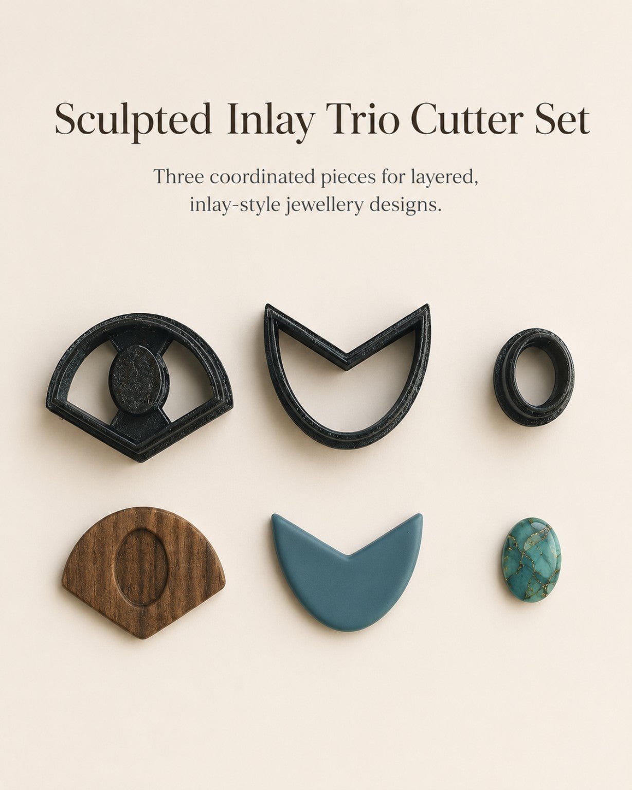 Sculpted Inlay Trio Polymer Clay Cutter Set