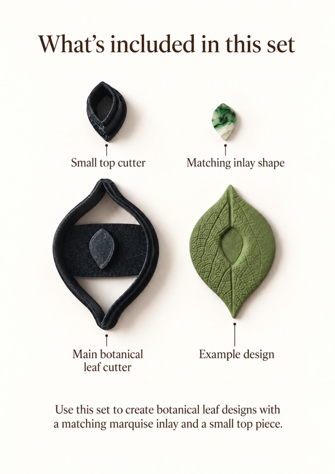 Botanical Leaf Inlay Polymer Clay Cutter Set