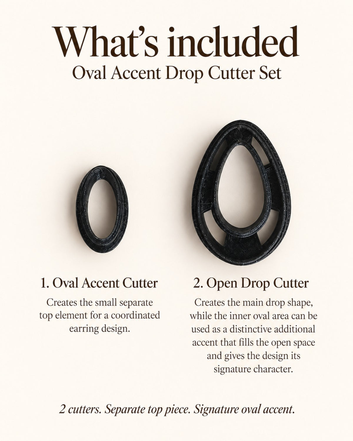 Oval Accent Drop Polymer Clay Cutter Set