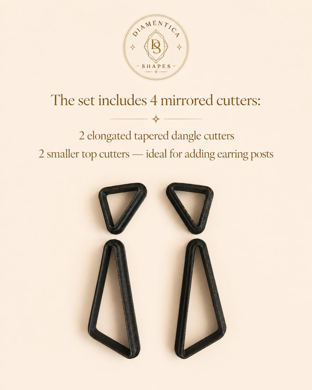 Mirrored Slim Dangle Cutter Set – 4 Polymer Clay Cutters