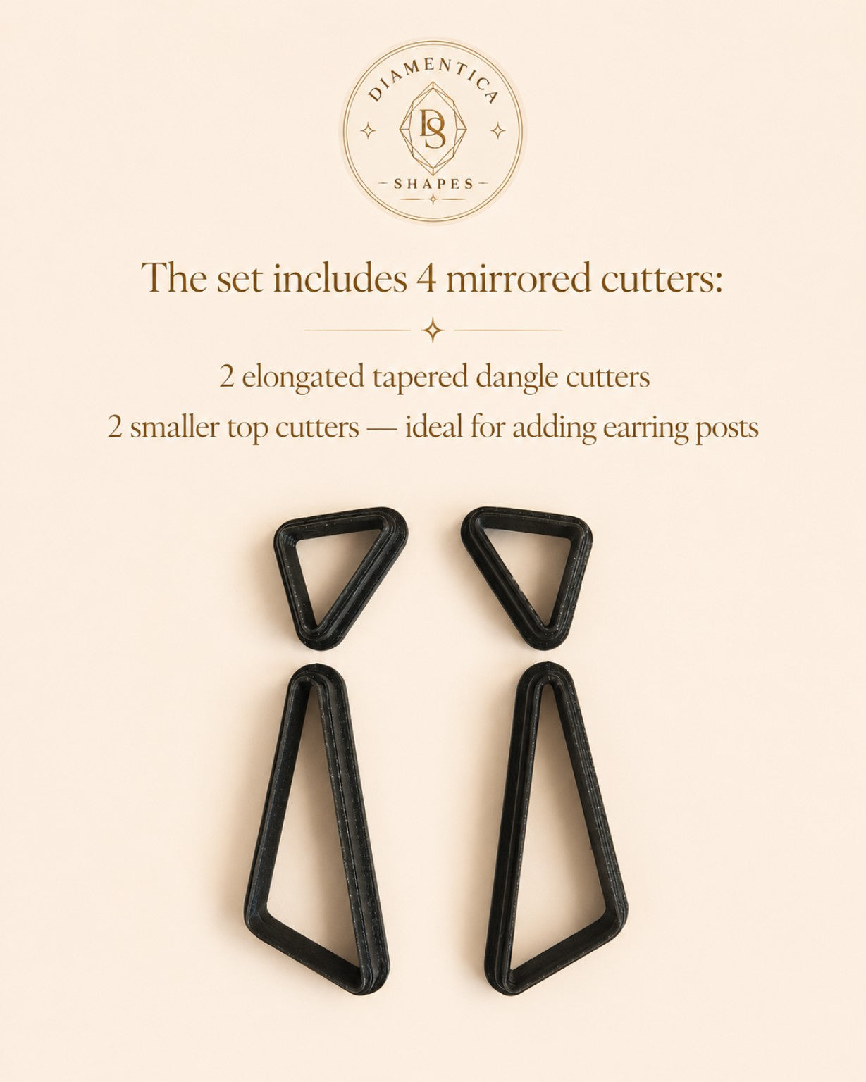 Mirrored Slim Dangle Cutter Set – 4 Polymer Clay Cutters