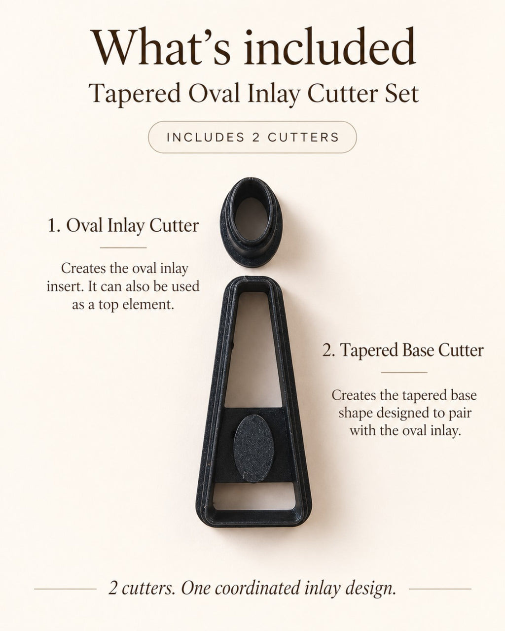 Tapered Oval Inlay Polymer Clay Cutter Set