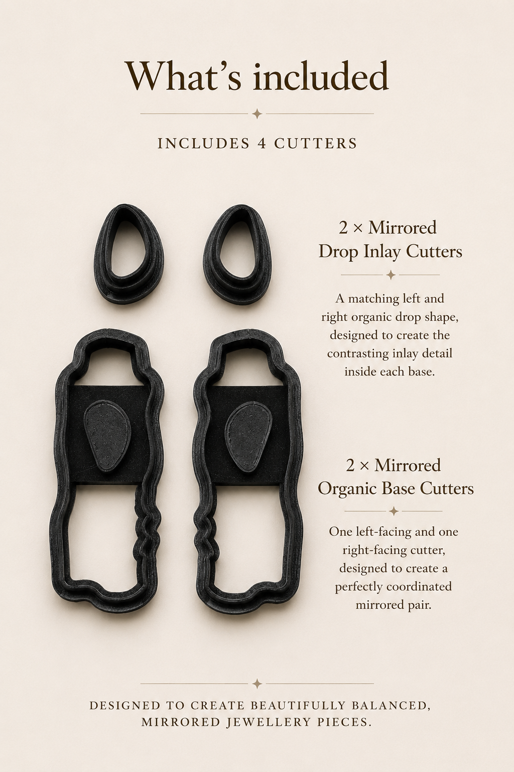 Mirrored Organic Drop Inlay Polymer Clay Cutter Set