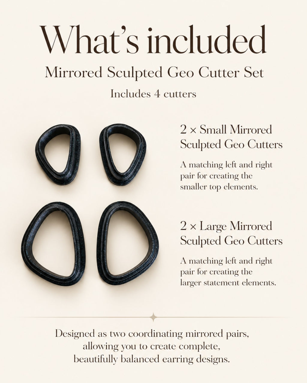 Mirrored Sculpted Geo Polymer Clay Cutter Set