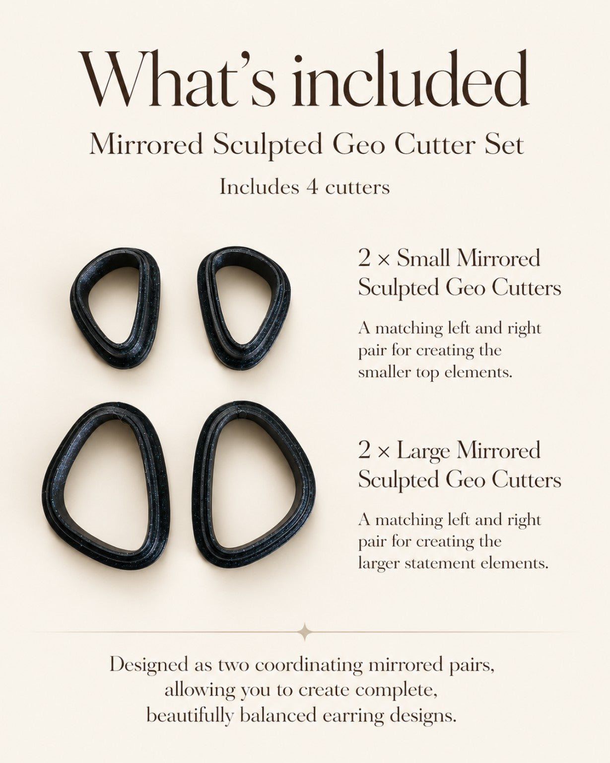 Mirrored Sculpted Geo Polymer Clay Cutter Set