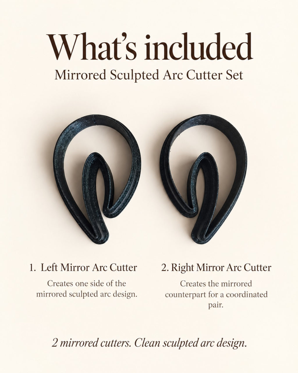 Mirrored Sculpted Arc Polymer Clay Cutter Set
