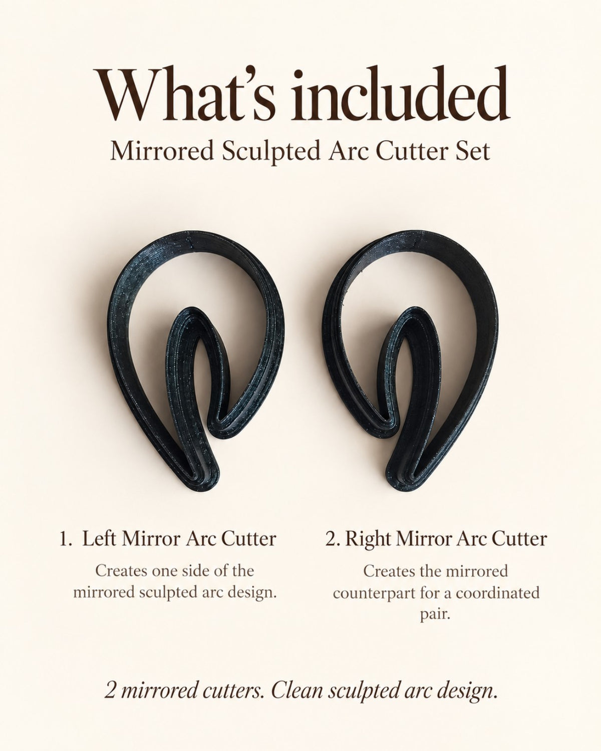Mirrored Sculpted Arc Polymer Clay Cutter Set