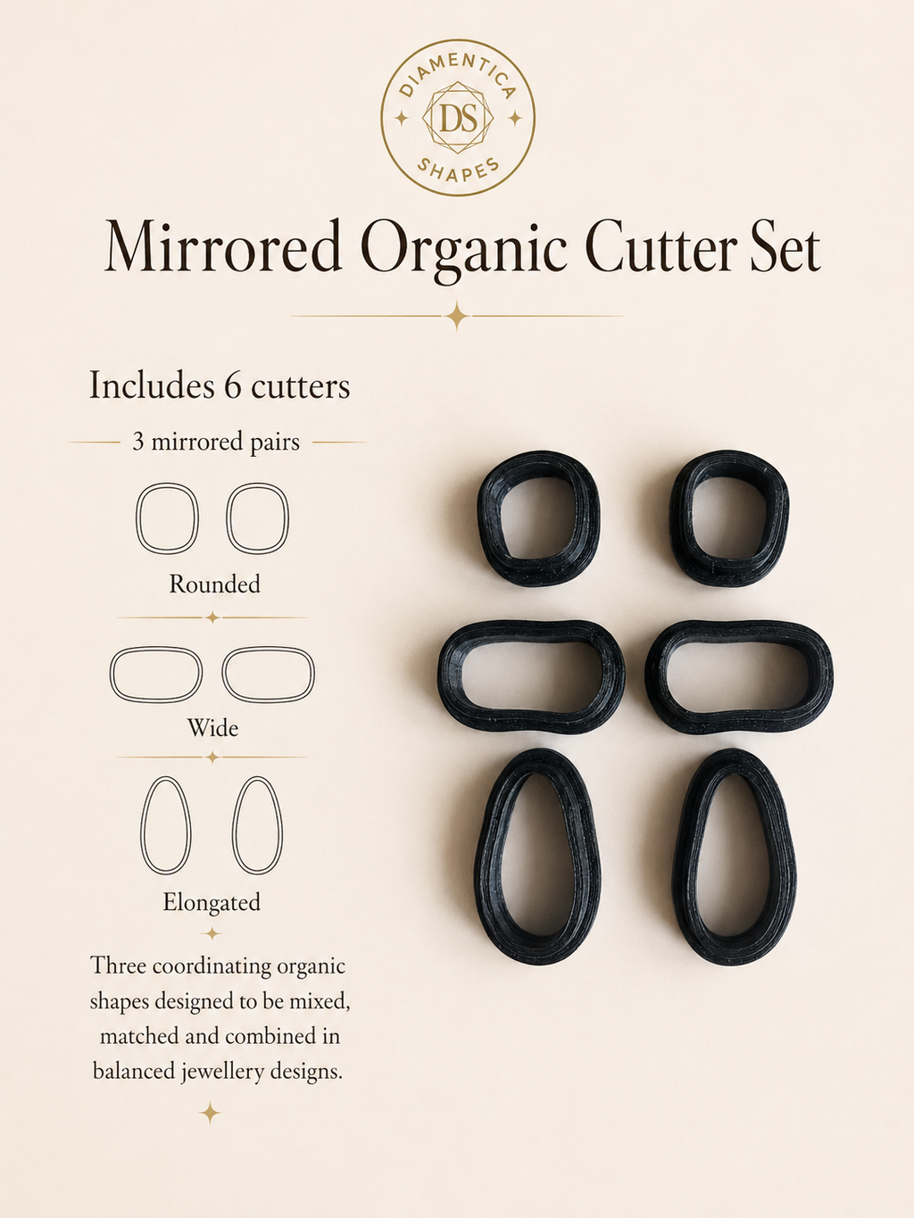 Mirrored Organic Polymer Clay Cutter Set