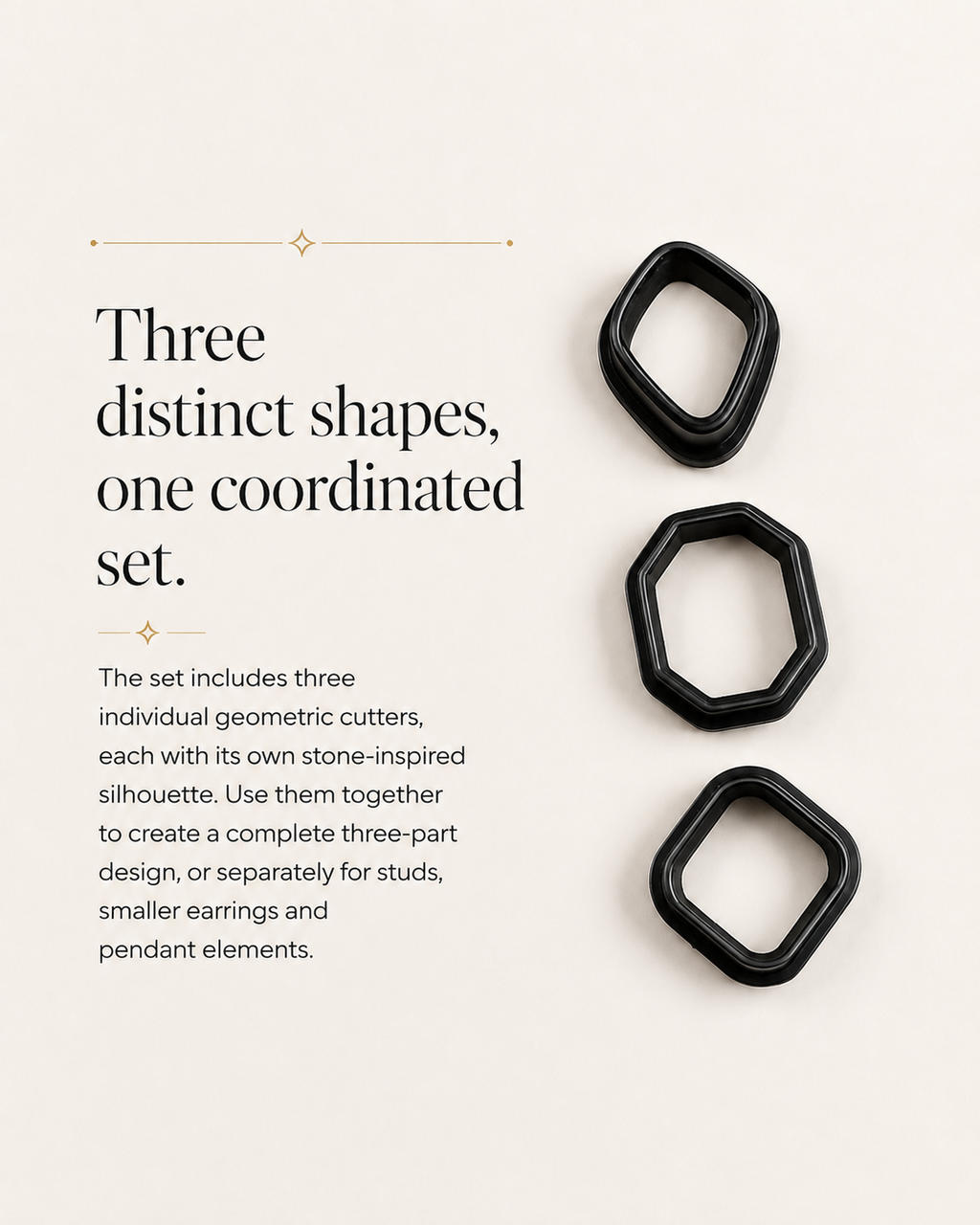 Geometric Stone Trio Polymer Clay Cutter Set