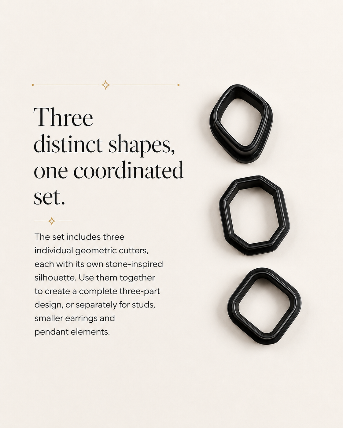 Geometric Stone Trio Polymer Clay Cutter Set