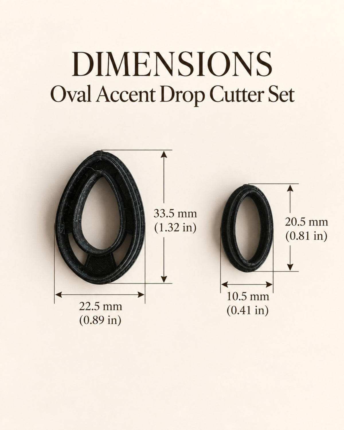 Oval Accent Drop Polymer Clay Cutter Set