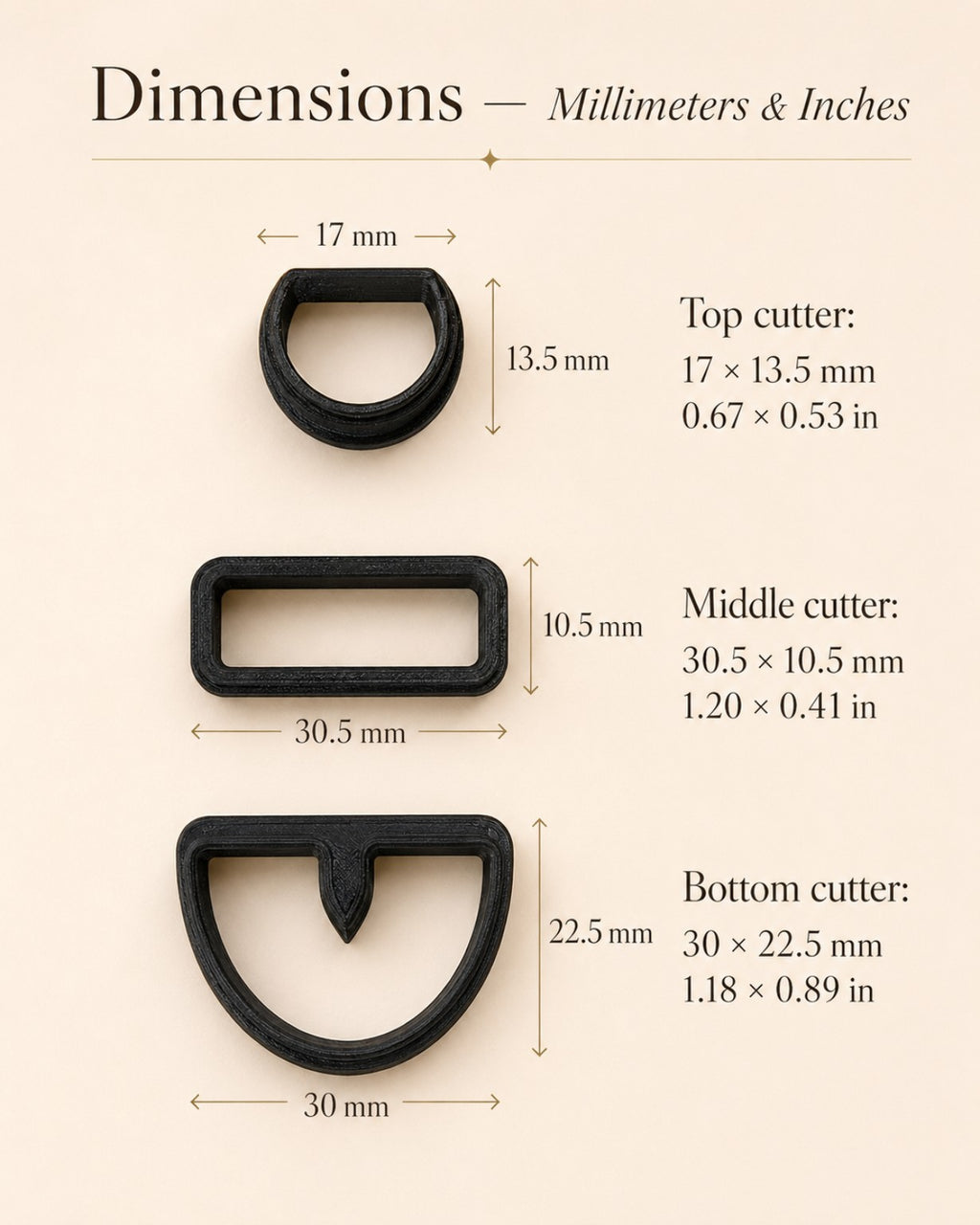 Modular Arc Trio Polymer Clay Cutter Set