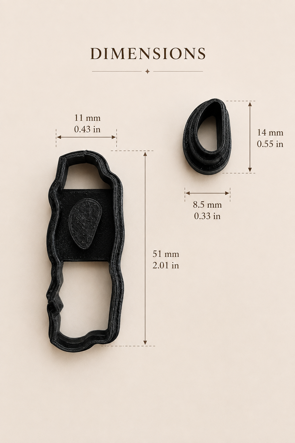 Mirrored Organic Drop Inlay Polymer Clay Cutter Set