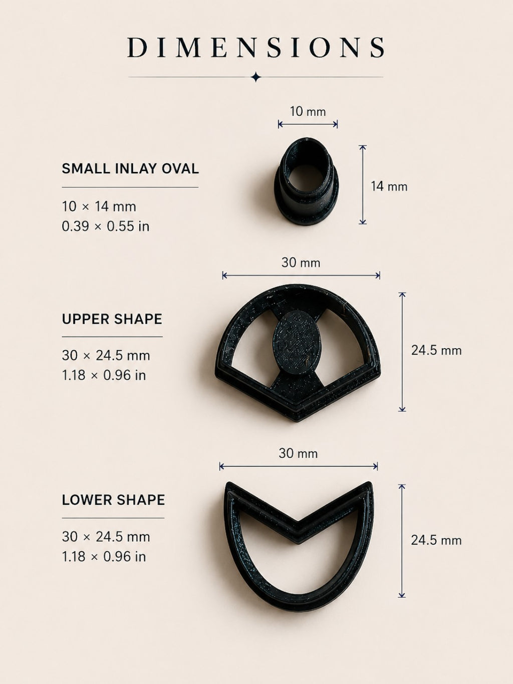 Sculpted Inlay Trio Polymer Clay Cutter Set