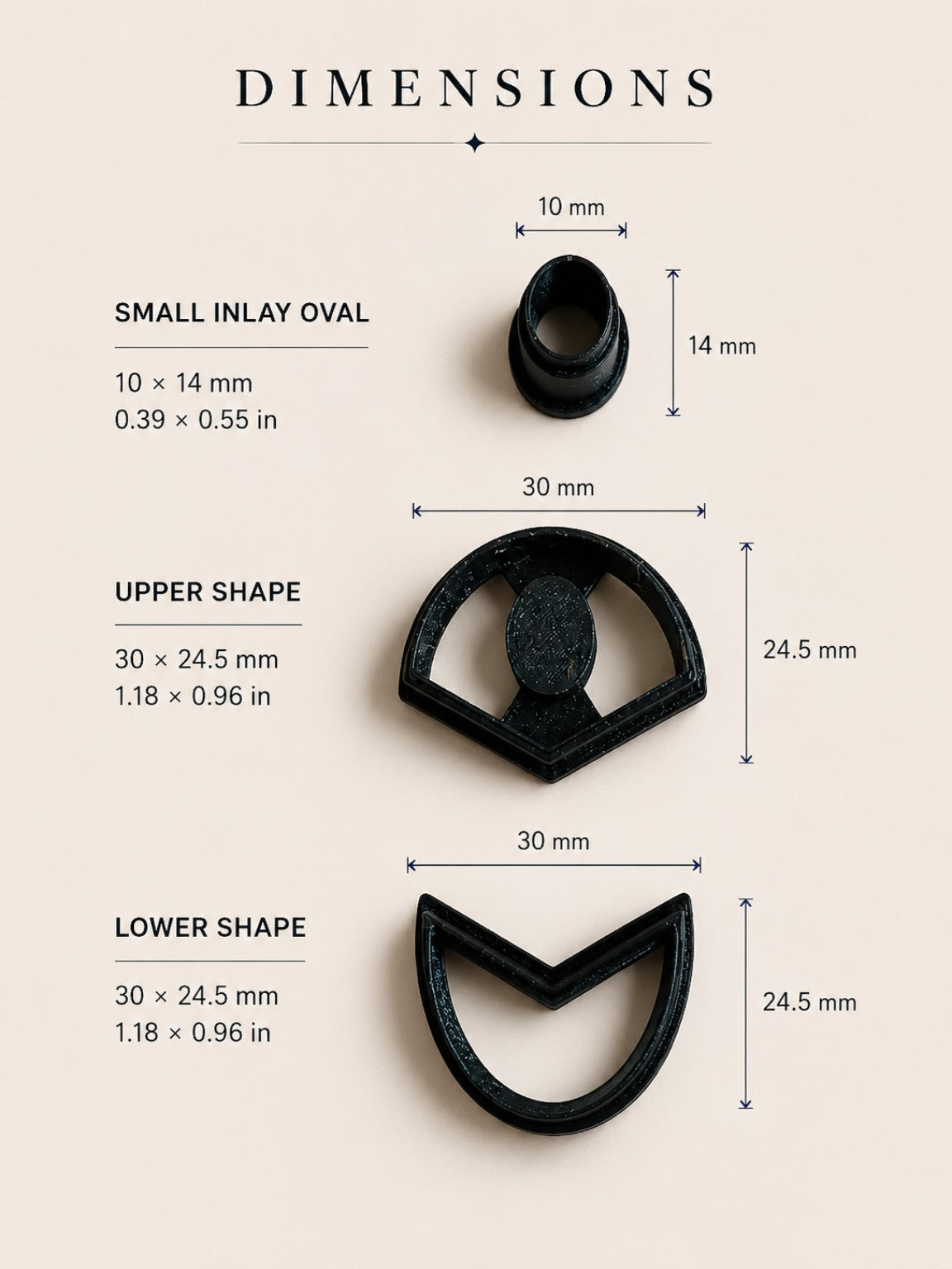 Sculpted Inlay Trio Polymer Clay Cutter Set