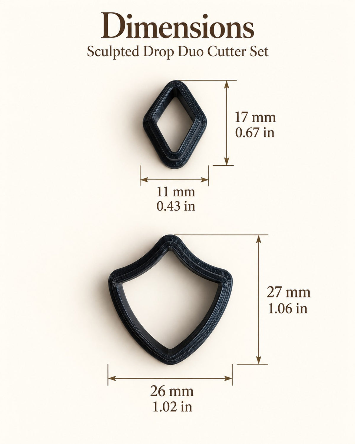 Sculpted Drop Duo Polymer Clay Cutter Set