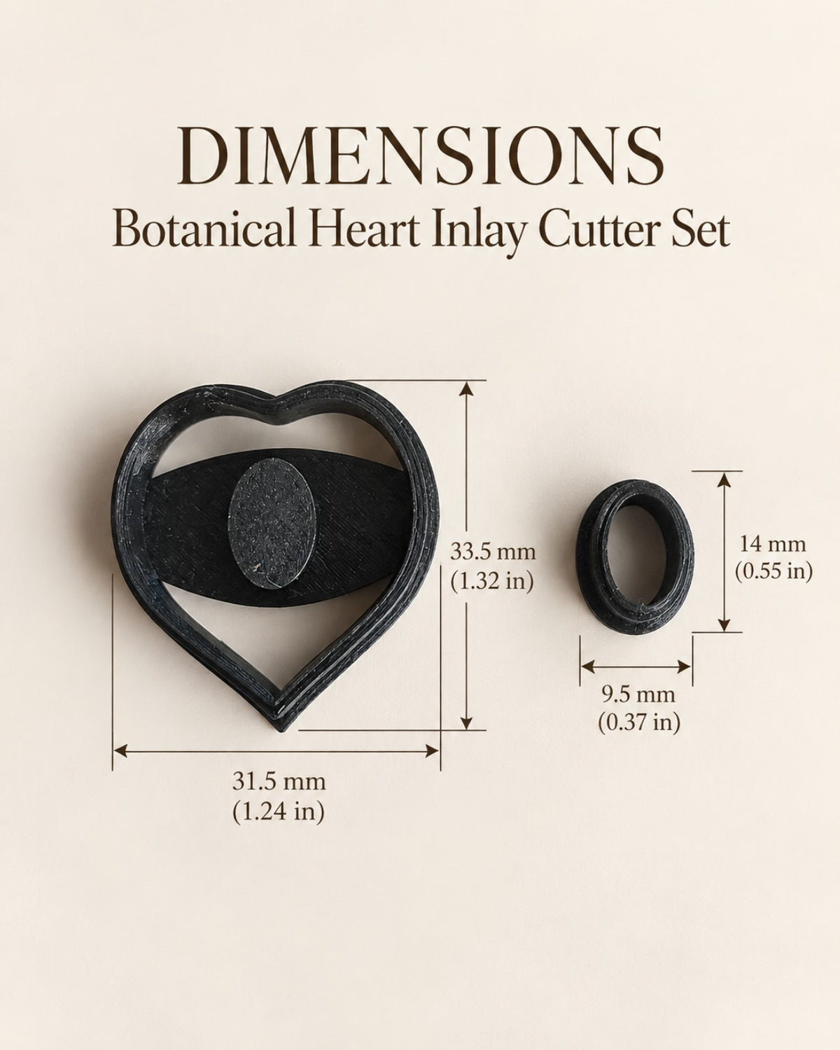 Botanical Heart Inlay Polymer Clay Cutter Set