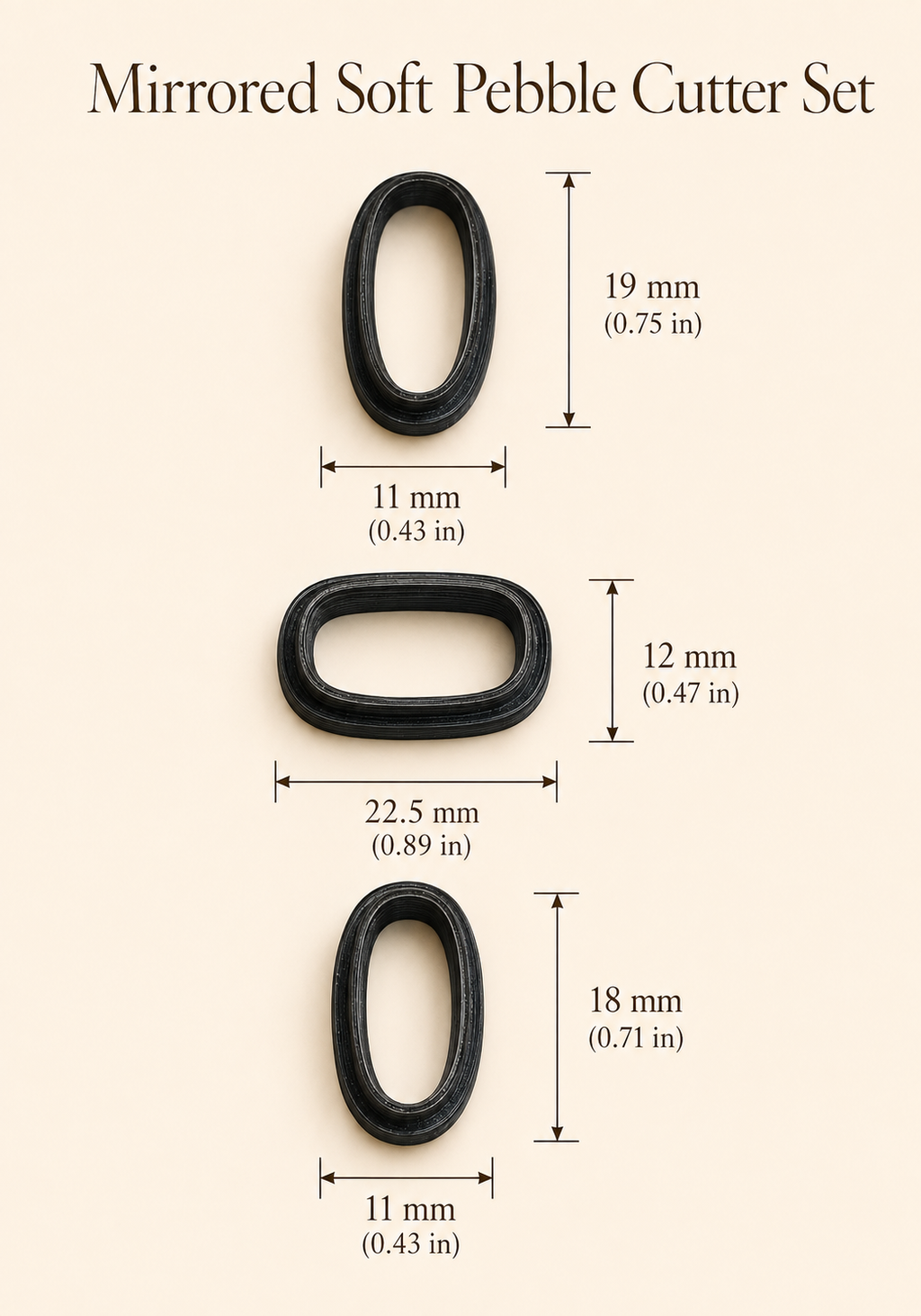 Mirrored Soft Pebble Polymer Clay Cutter Set