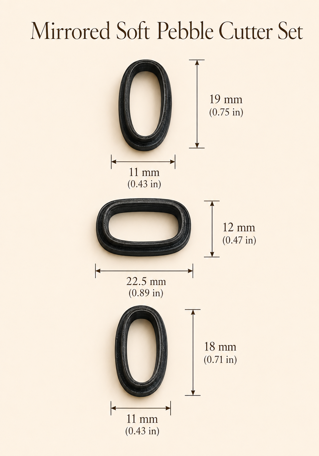 Mirrored Soft Pebble Polymer Clay Cutter Set