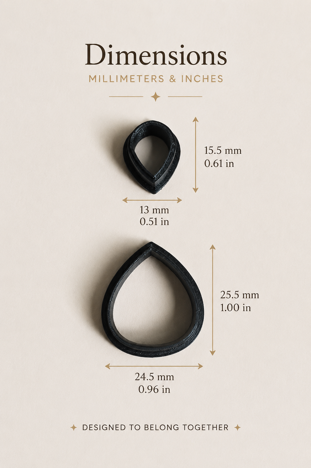 Rounded Teardrop Duo Polymer Clay Cutter Set