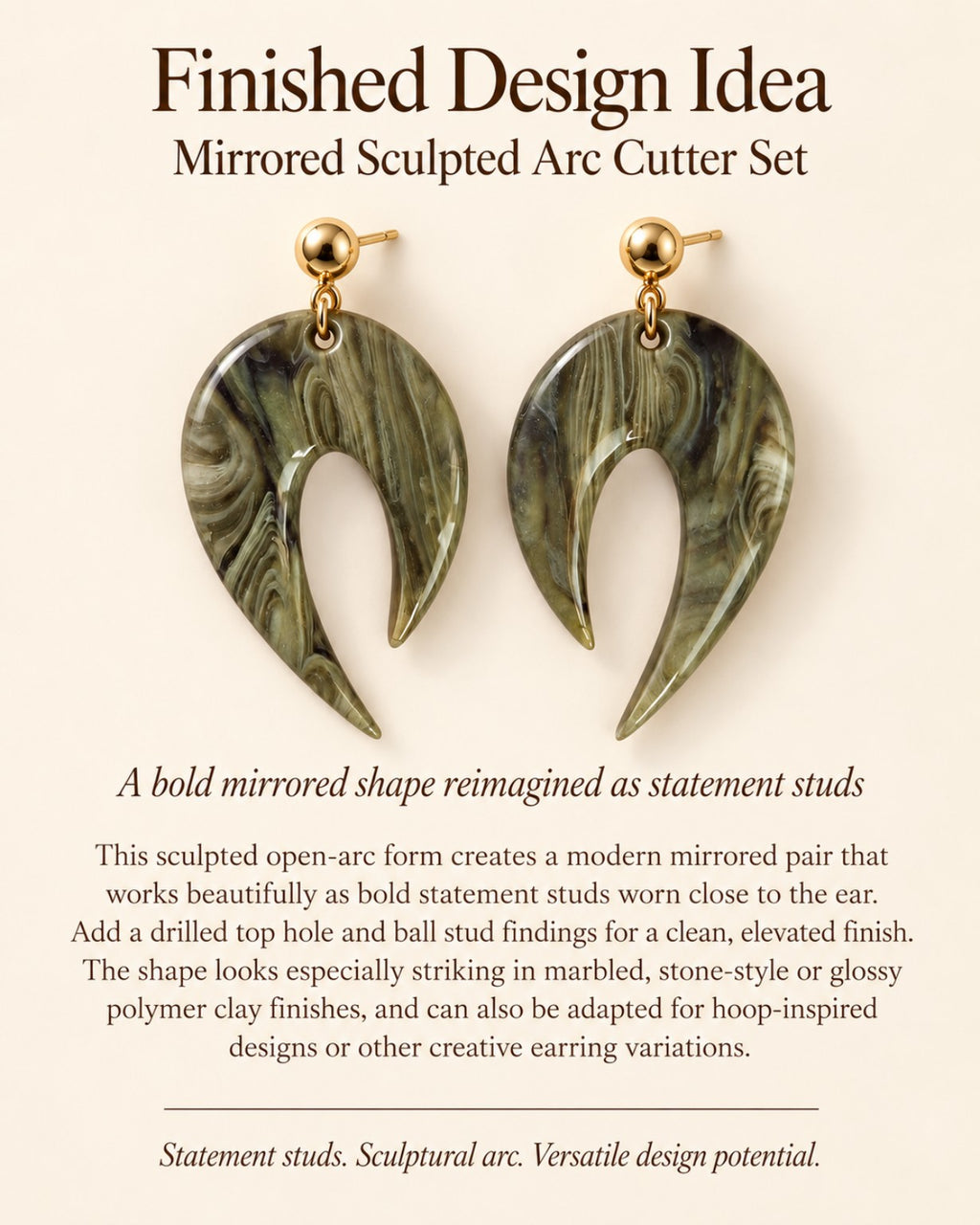 Mirrored Sculpted Arc Polymer Clay Cutter Set
