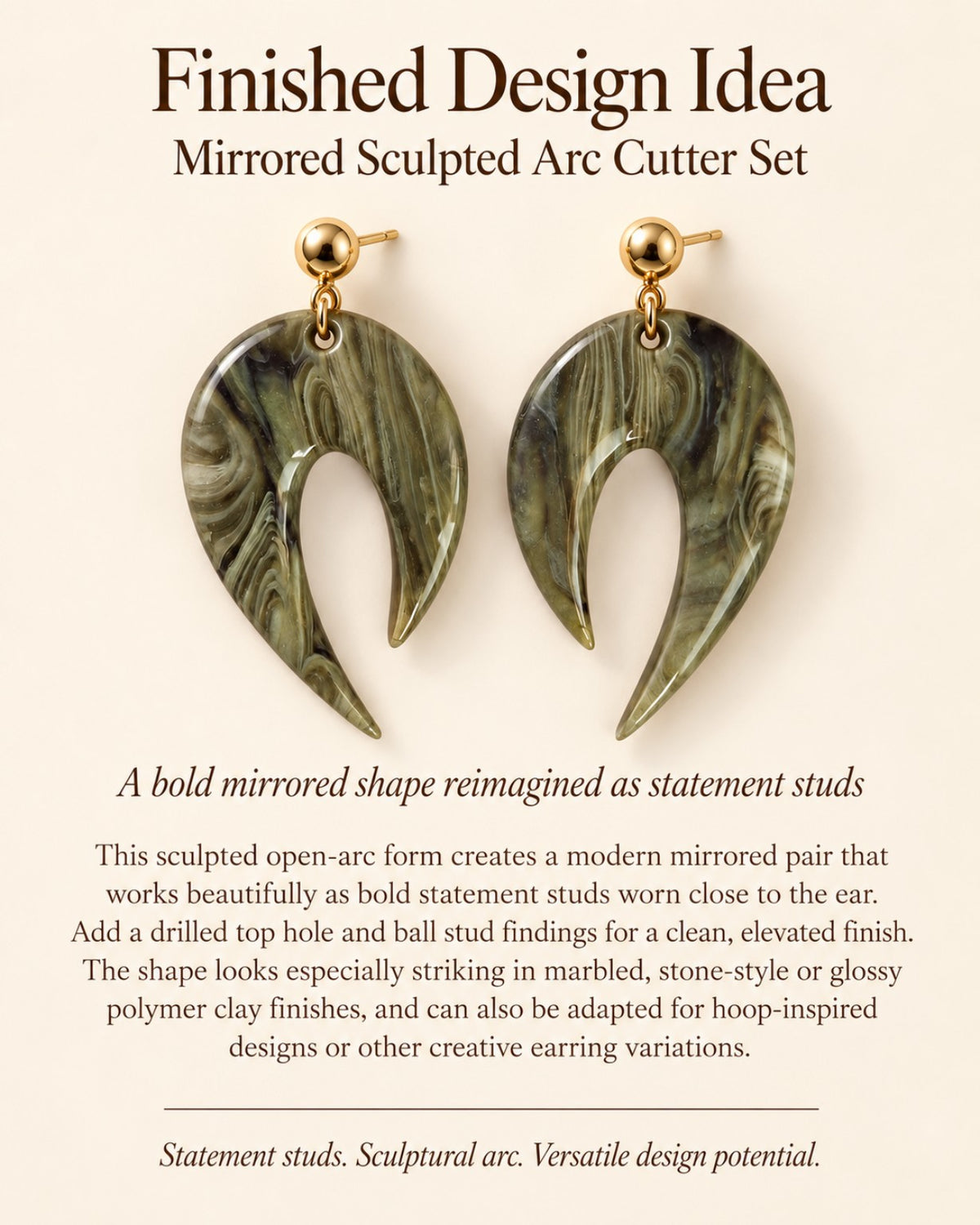 Mirrored Sculpted Arc Polymer Clay Cutter Set