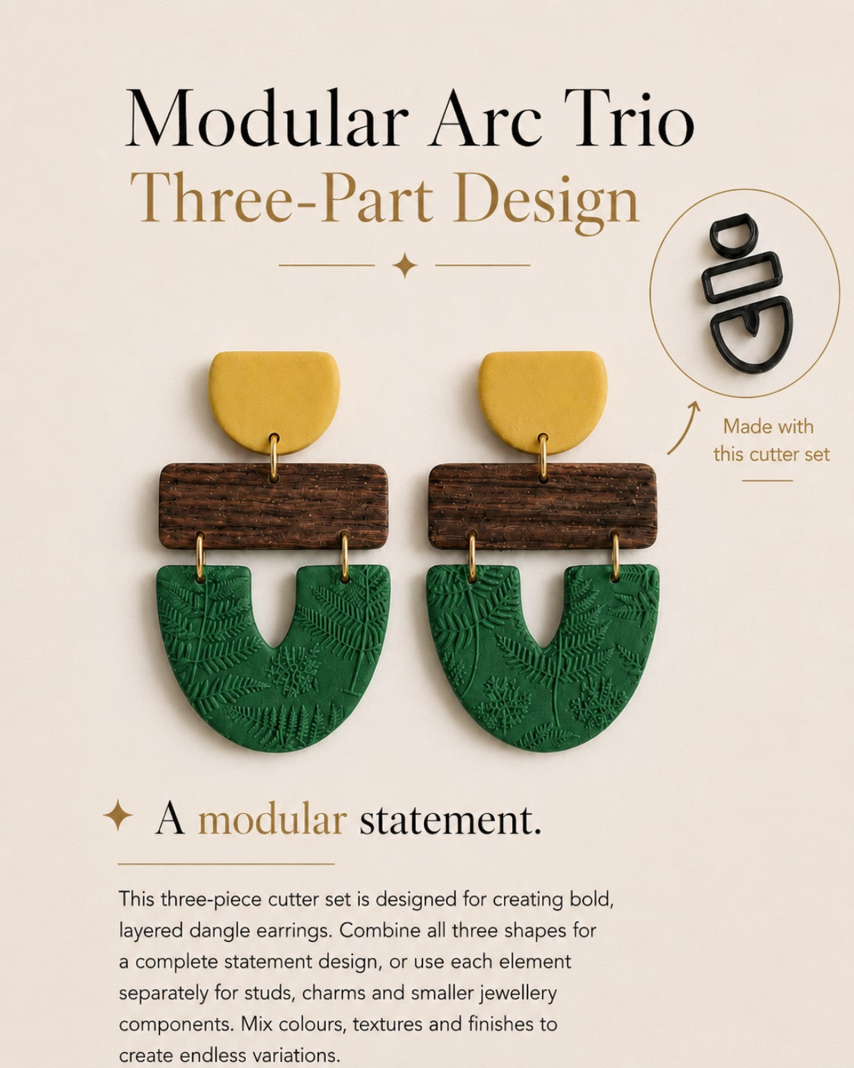 Modular Arc Trio Polymer Clay Cutter Set
