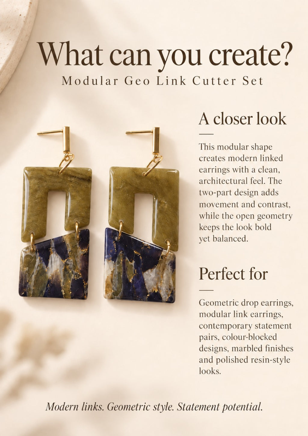 Modular Geo Link Polymer Clay Cutter Set