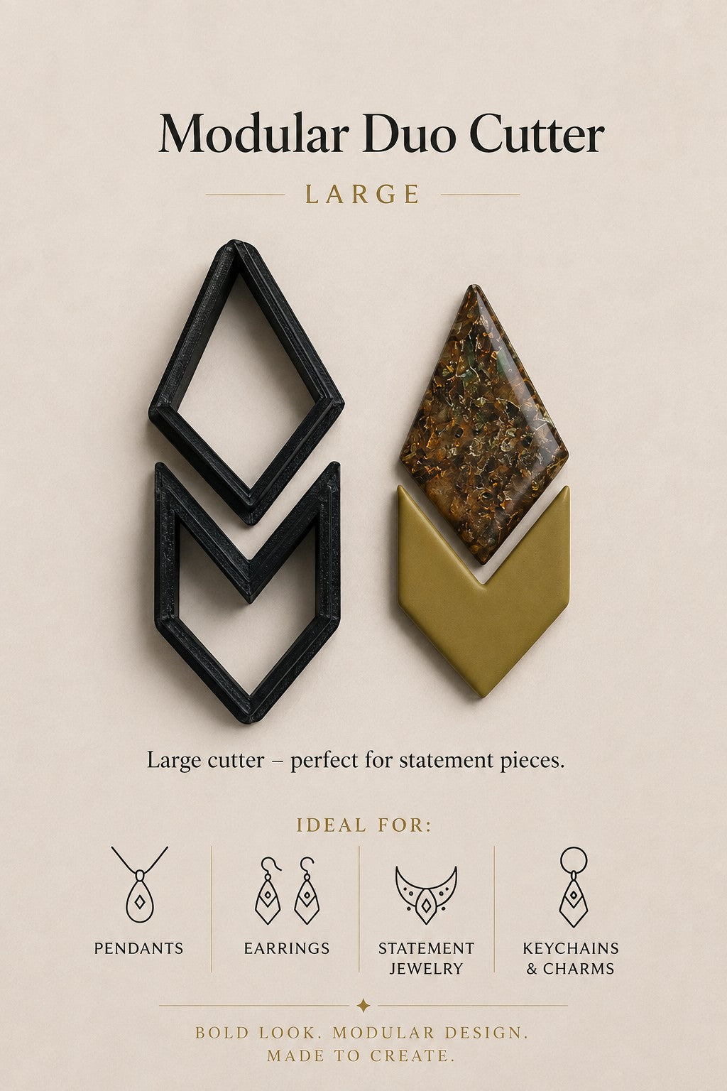 Modular Duo Cutter – Two-Part Polymer Clay Cutter Set