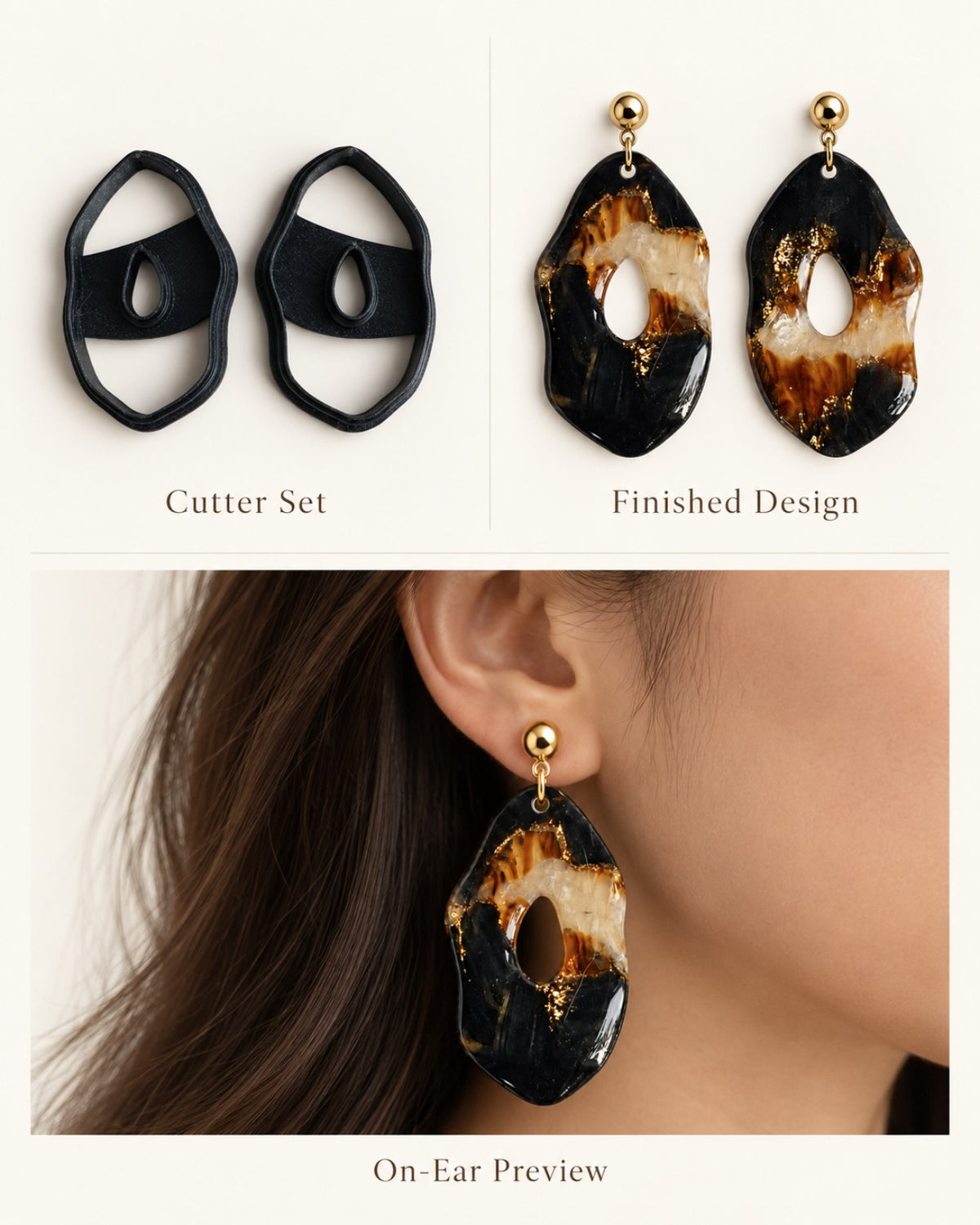 Mirrored Statement Pebble Polymer Clay Cutter Set