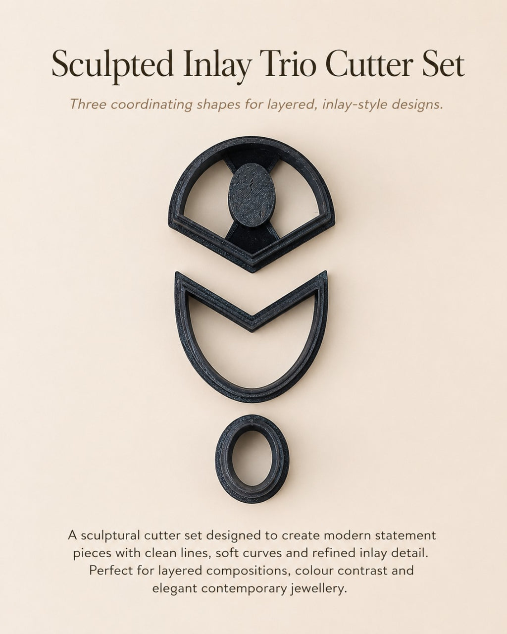 Sculpted Inlay Trio Polymer Clay Cutter Set