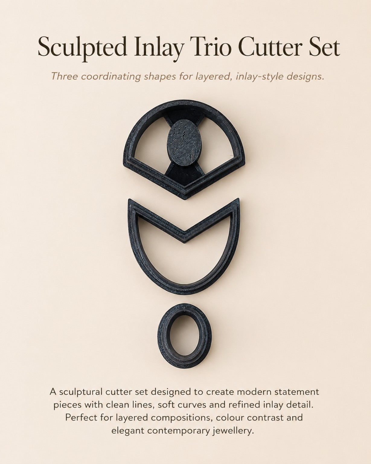 Sculpted Inlay Trio Polymer Clay Cutter Set