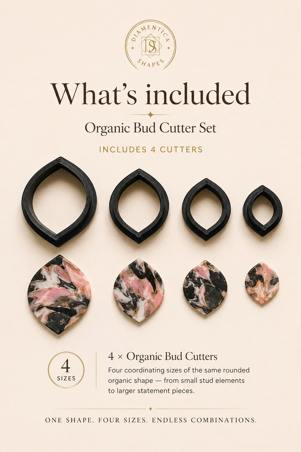 Organic Bud Polymer Clay Cutter Set